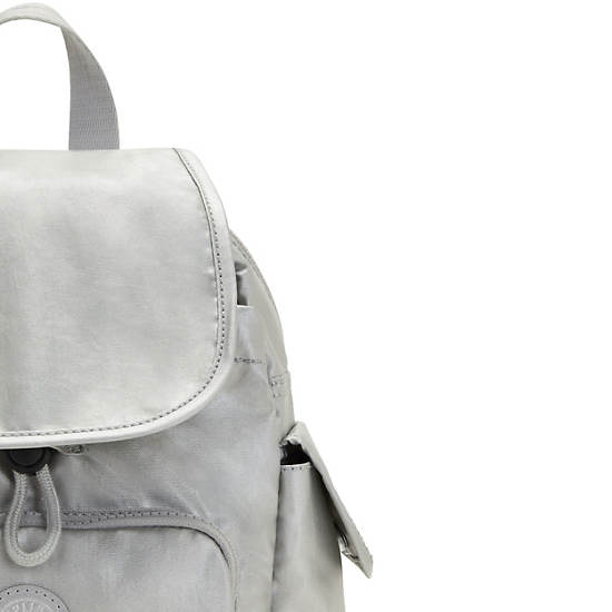 Kipling City Pack Mini Klassiska Metallic Ryggsäck Silver | SE 1734YX